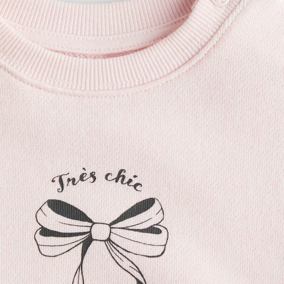 H&M Light Pink 'Très Chic' Bow Sweatshirt - Picture 4 of 4